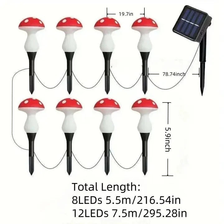 Solar-Powered LED Mushroom Garden Lights with Durable Ground Stakes - Eco-Friendly Outdoor Decor