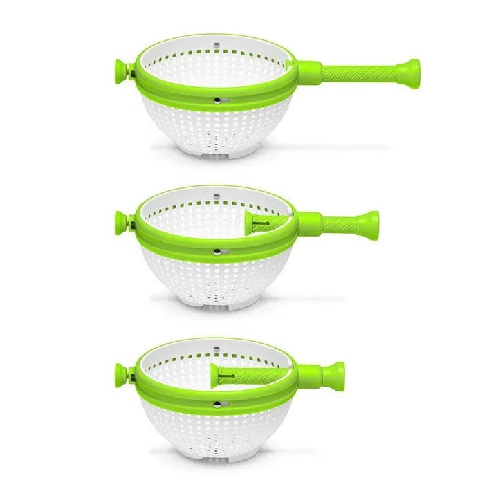 Manual Spin Salad Bowl with Integrated Rinse & Drain System - Effortless Washing & Drying for Fresh Salads