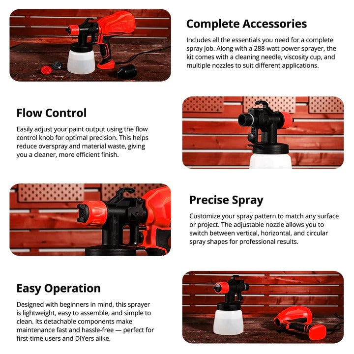 Cordless Handheld Paint Sprayer with Adjustable Spray Settings - Perfect for DIY Projects & Home Improvement