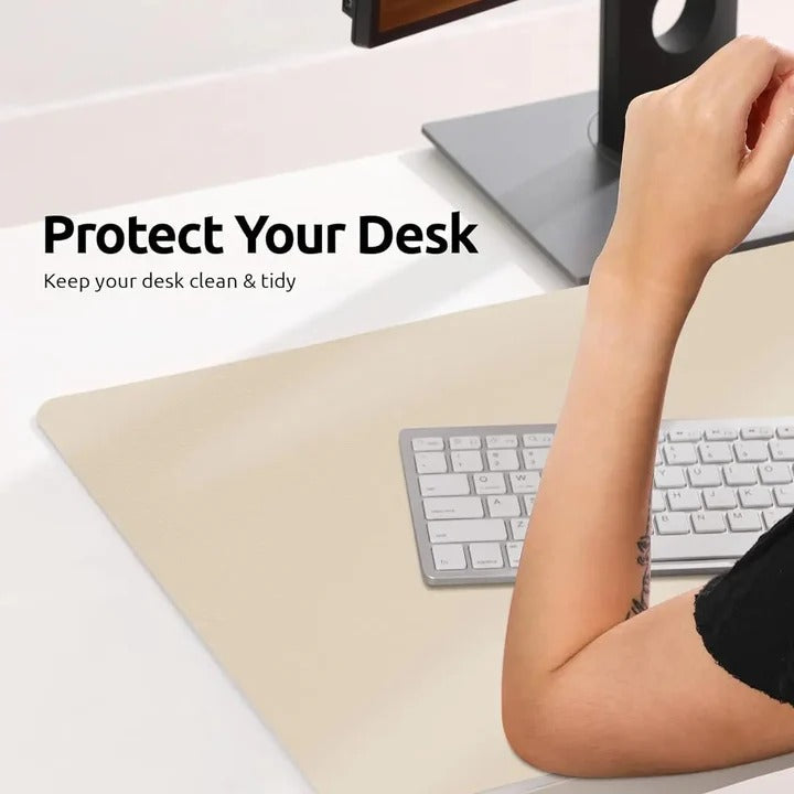 Premium PU Leather Desk Mat with Textured Backing - Stylish Workspace Accessory for Enhanced Comfort and Protection
