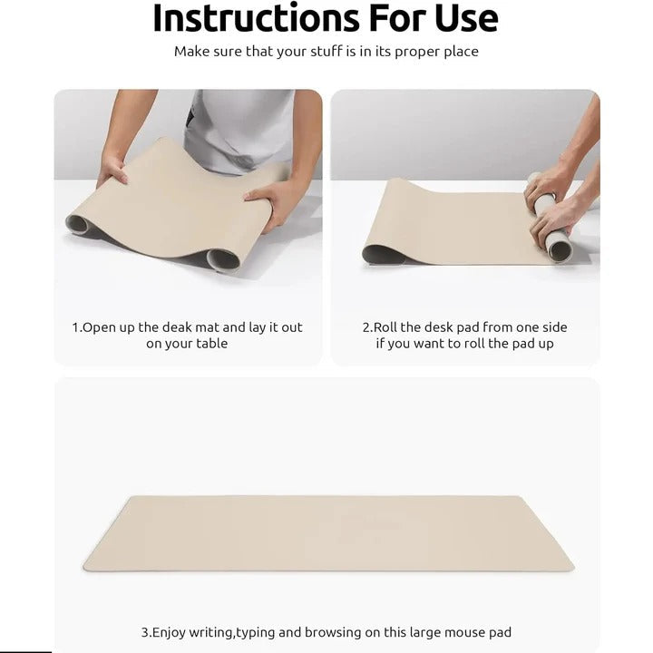 Premium PU Leather Desk Mat with Textured Backing - Stylish Workspace Accessory for Enhanced Comfort and Protection