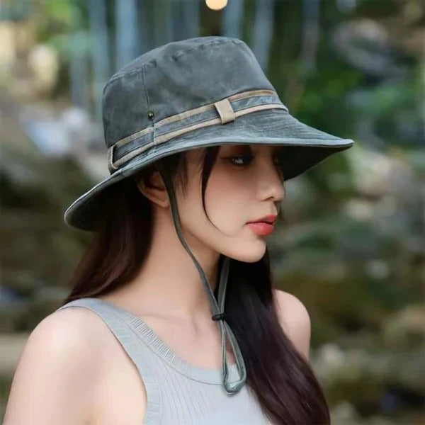 Adjustable Outdoor Brimmed Bucket Hat with Ventilation Panels - Perfect for Sun Protection and Comfort