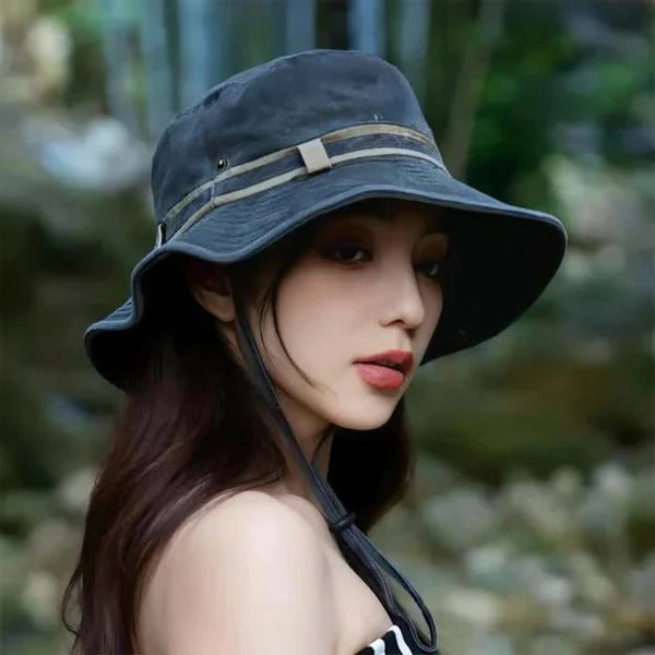 Adjustable Outdoor Brimmed Bucket Hat with Ventilation Panels - Perfect for Sun Protection and Comfort