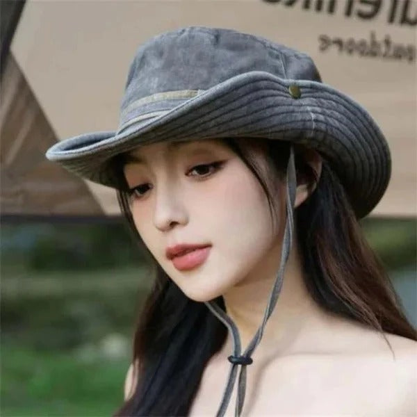 Adjustable Outdoor Brimmed Bucket Hat with Ventilation Panels - Perfect for Sun Protection and Comfort