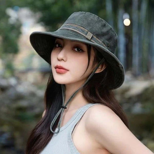 Adjustable Outdoor Brimmed Bucket Hat with Ventilation Panels - Perfect for Sun Protection and Comfort