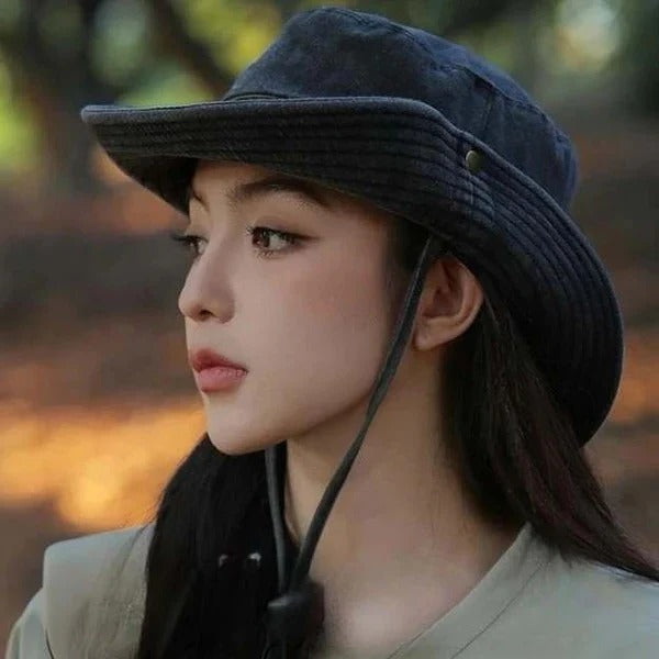 Adjustable Outdoor Brimmed Bucket Hat with Ventilation Panels - Perfect for Sun Protection and Comfort
