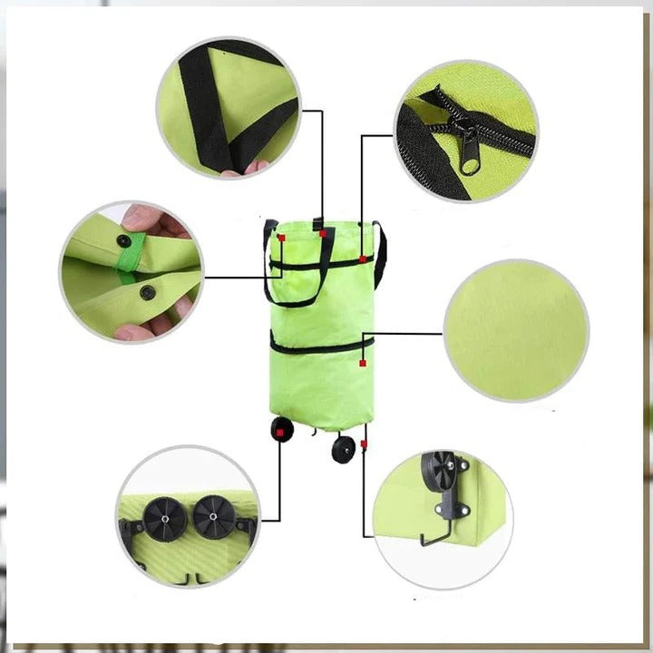 Foldable Rolling Shopping Bag & Utility Tote with Wheels - Versatile, Lightweight, and Durable for Easy Transport