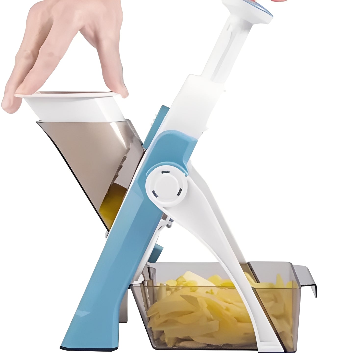 5-in-1 Vegetable Slicer with Interchangeable Blades & Collection Tray - Effortless Food Prep for Home Chefs