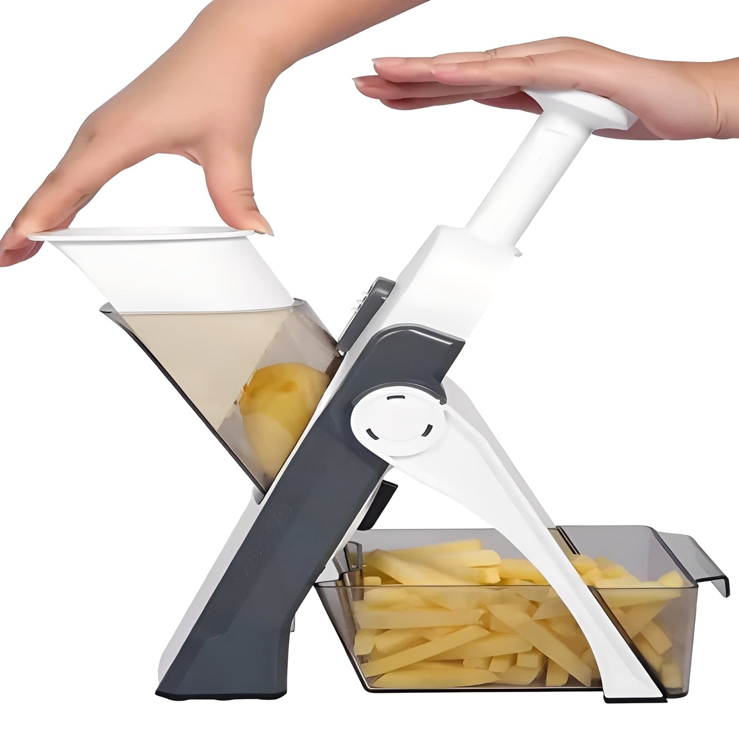 5-in-1 Vegetable Slicer with Interchangeable Blades & Collection Tray - Effortless Food Prep for Home Chefs