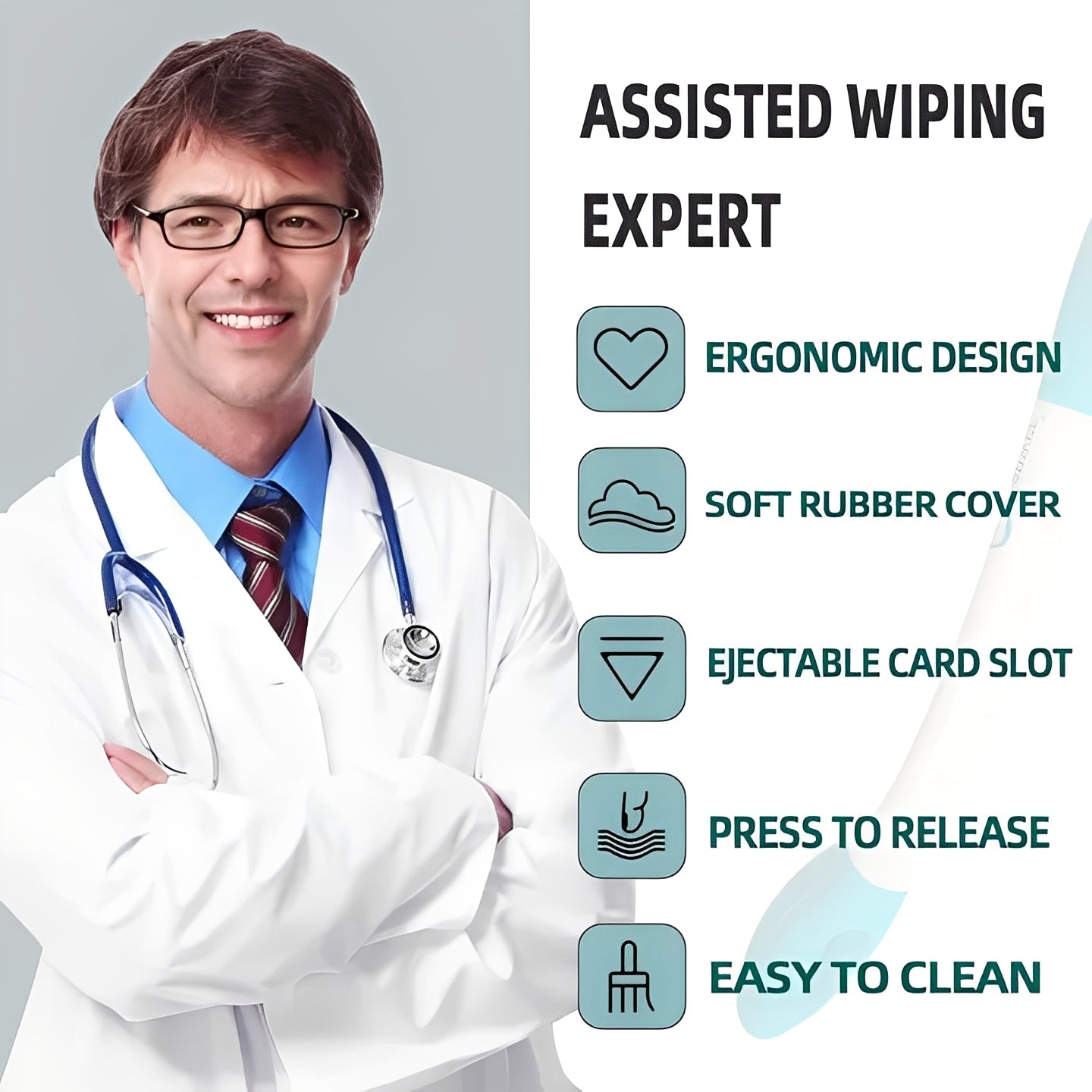 Extended Reach Toilet Wiping Assistance Tool - Set of 2 for Effortless Hygiene & Comfort