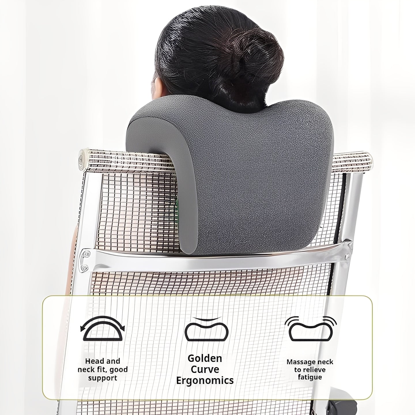 Ergonomic Adjustable Headrest Pillow for Office Chairs - Removable & Washable Cover for Ultimate Comfort