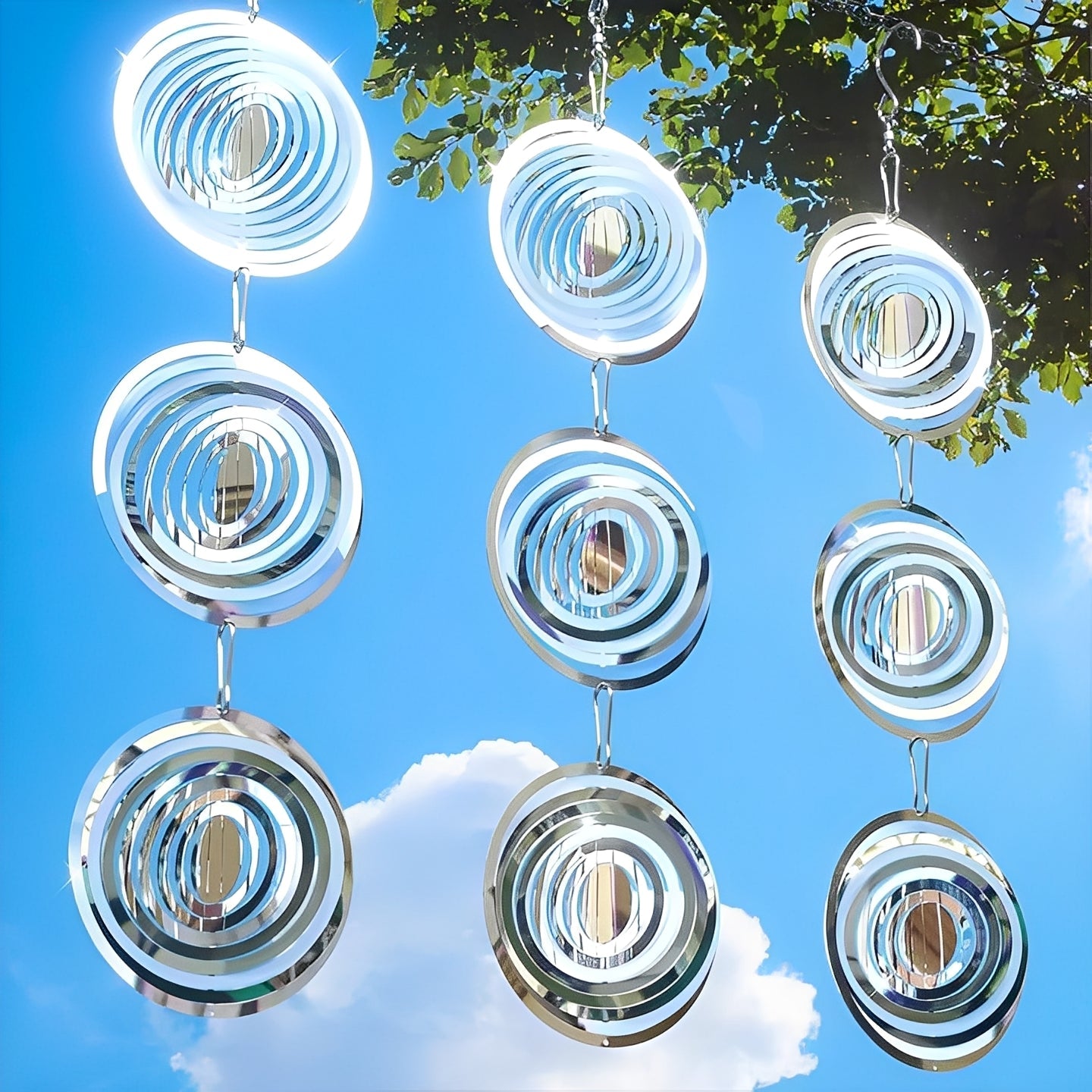 Set of 3 Reflective Visual Bird Deterrent Devices - Effective Hanging Design to Keep Birds Away
