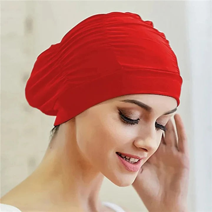 Stylish Stretch Swim Cap with Twist Front Turban Design - Perfect for Swimmers