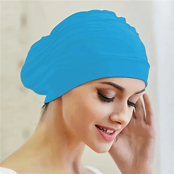 Stylish Stretch Swim Cap with Twist Front Turban Design - Perfect for Swimmers