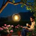 Solar-Powered Hanging Lantern with Warm LED Light - Decorative Outdoor Lighting