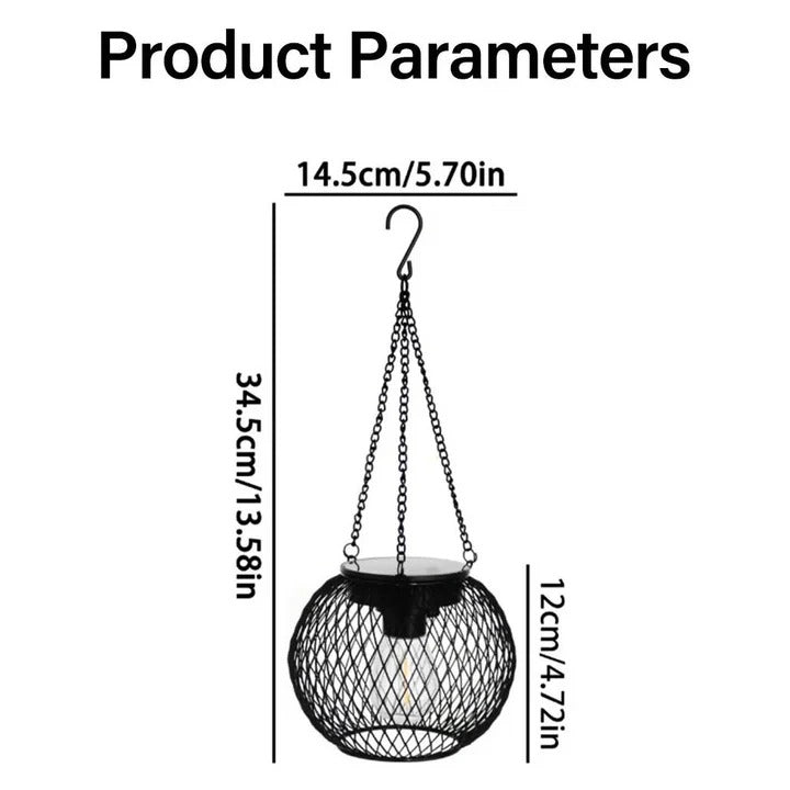 Solar-Powered Hanging Lantern with Warm LED Light - Decorative Outdoor Lighting