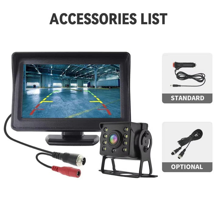 Wireless Backup Camera System with Rear View Monitor for Vehicles - Easy Installation & HD Night Vision