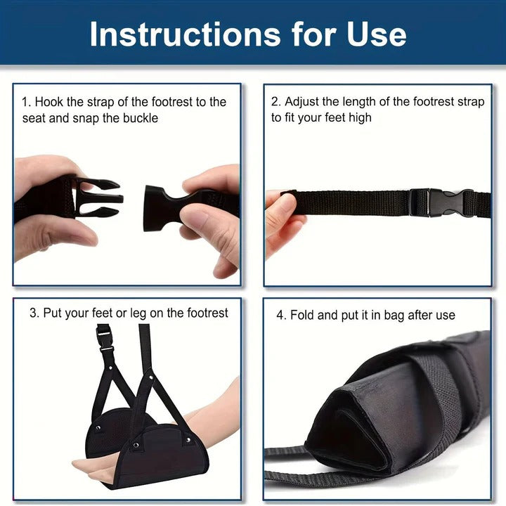 Adjustable Hanging Foot Rest Set of 2 - Ergonomic Foot Support with Straps for Comfort and Relaxation