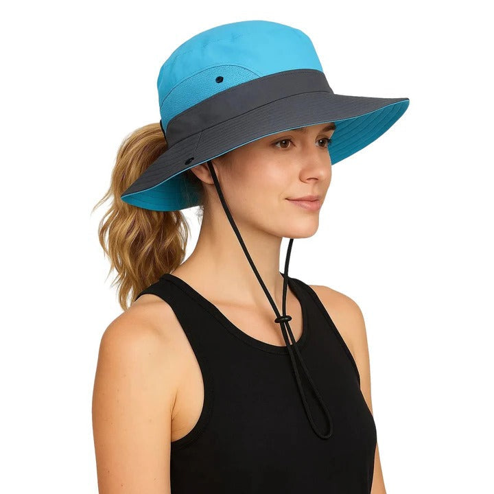 Adjustable Wide Brim Foldable Outdoor Sun Hat - Lightweight UV Protection with Strap
