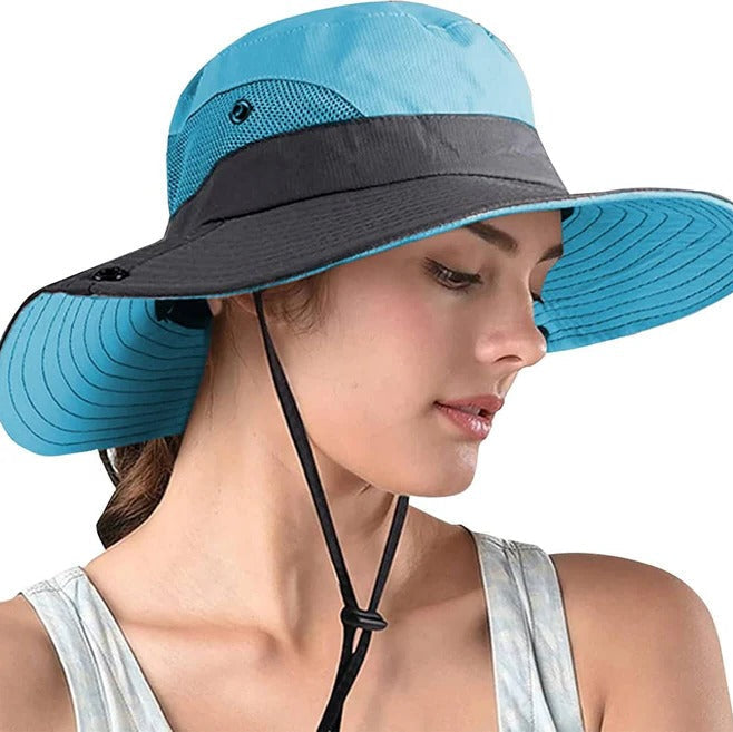 Adjustable Wide Brim Foldable Outdoor Sun Hat - Lightweight UV Protection with Strap