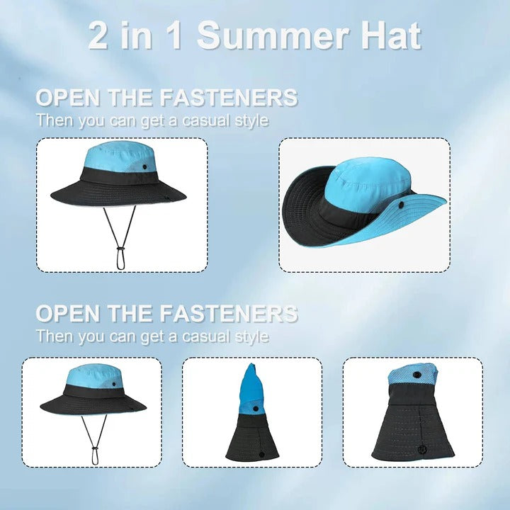 Adjustable Wide Brim Foldable Outdoor Sun Hat - Lightweight UV Protection with Strap
