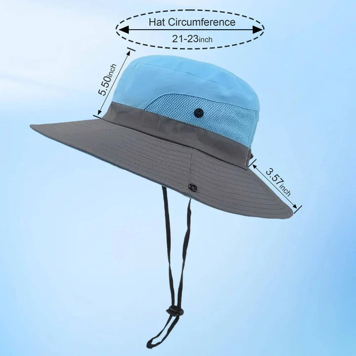 Adjustable Wide Brim Foldable Outdoor Sun Hat - Lightweight UV Protection with Strap