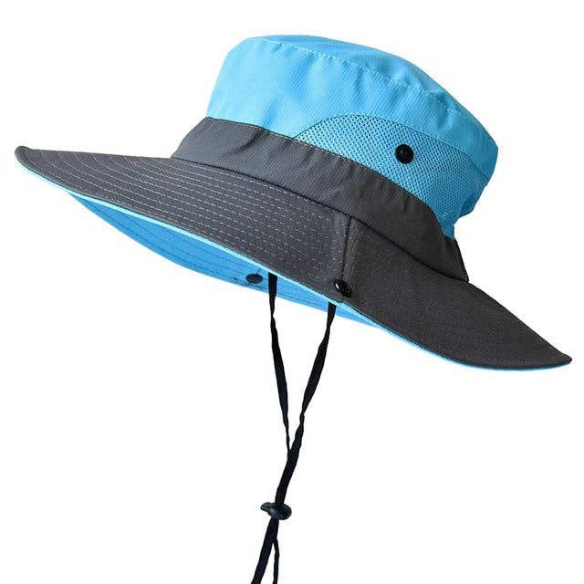 Adjustable Wide Brim Foldable Outdoor Sun Hat - Lightweight UV Protection with Strap
