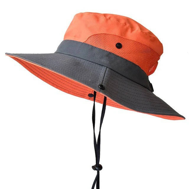 Adjustable Wide Brim Foldable Outdoor Sun Hat - Lightweight UV Protection with Strap