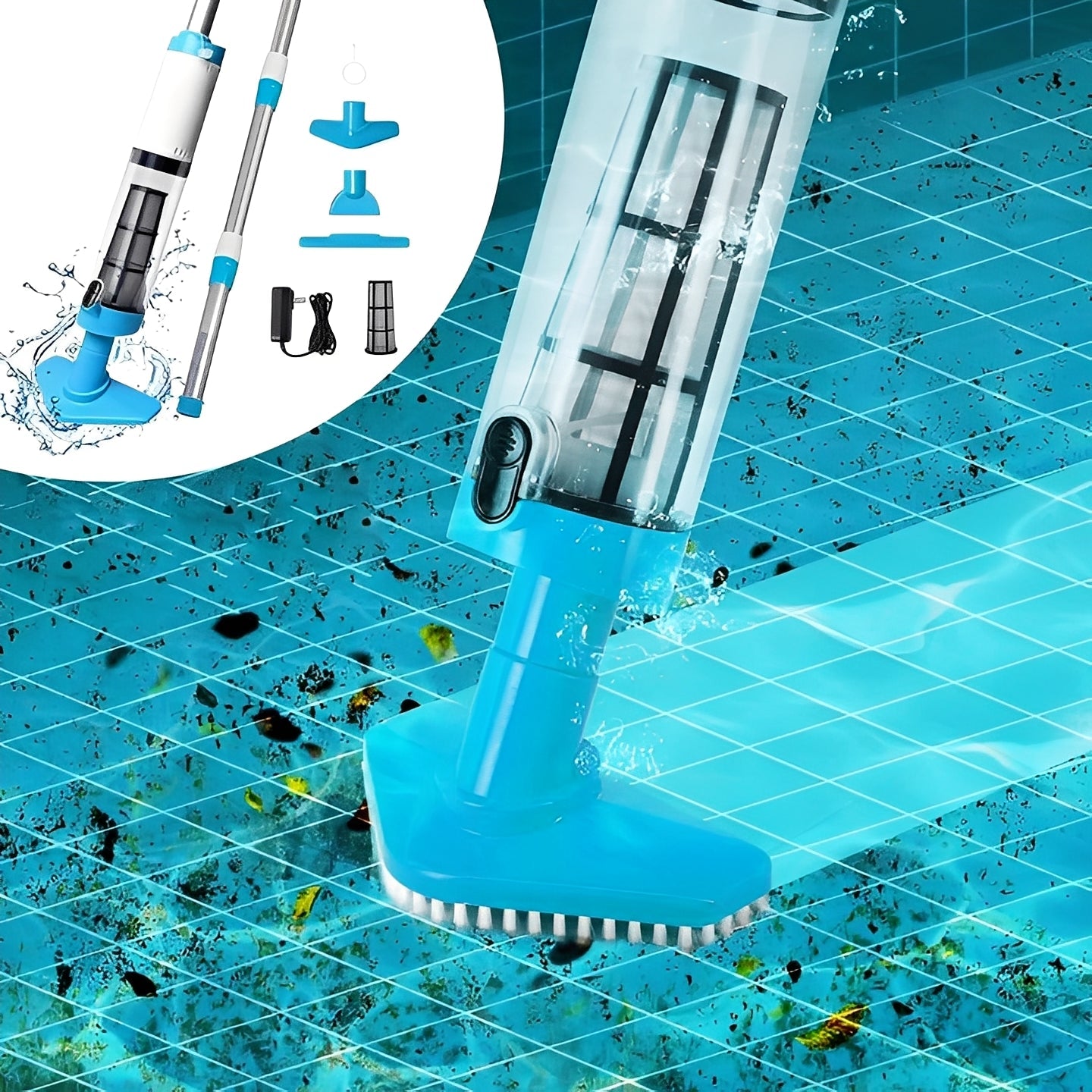 Cordless Handheld Pool Vacuum Cleaner - Rechargeable, Lightweight & Portable for Easy Pool Cleaning