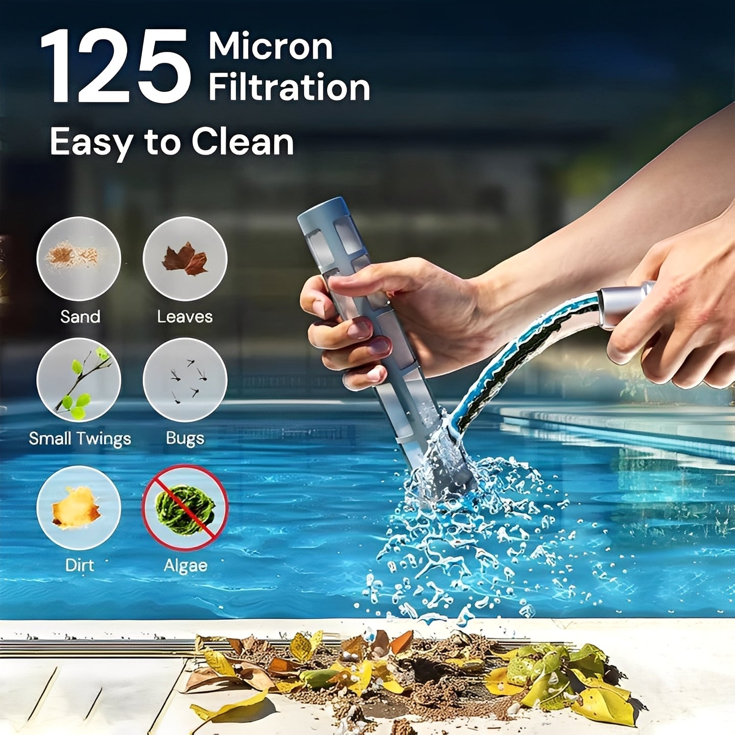 Cordless Handheld Pool Vacuum Cleaner - Rechargeable, Lightweight & Portable for Easy Pool Cleaning