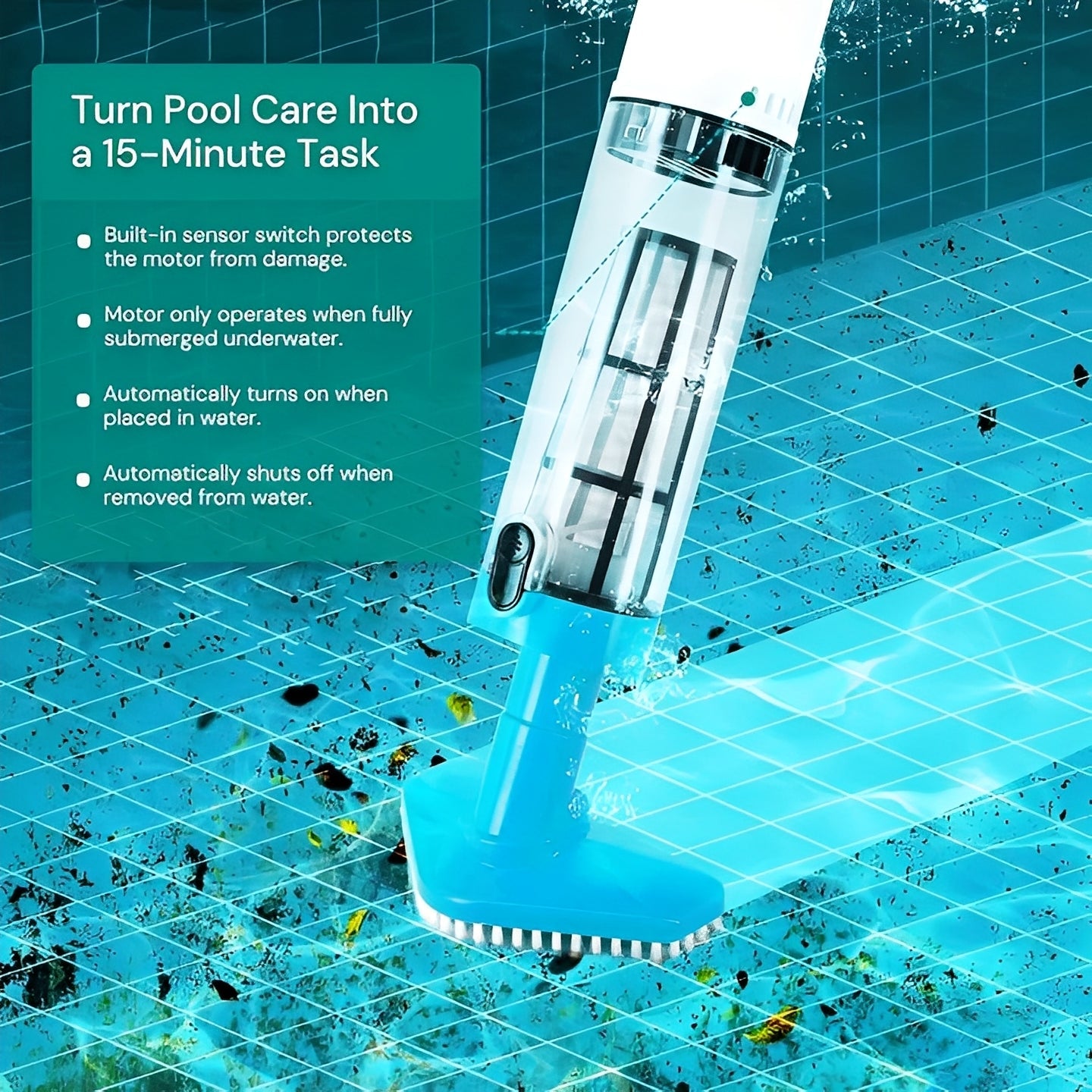 Cordless Handheld Pool Vacuum Cleaner - Rechargeable, Lightweight & Portable for Easy Pool Cleaning