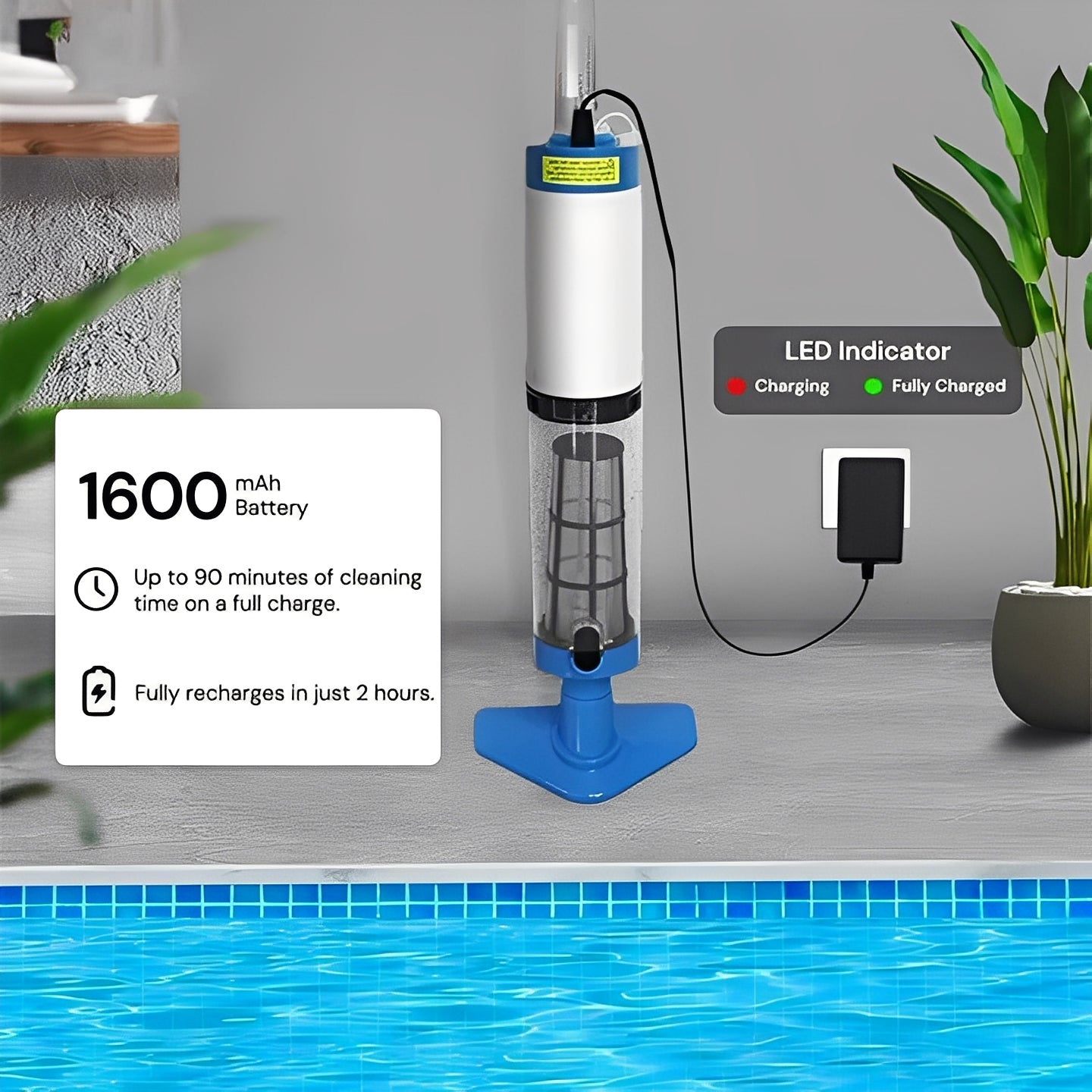 Cordless Handheld Pool Vacuum Cleaner - Rechargeable, Lightweight & Portable for Easy Pool Cleaning