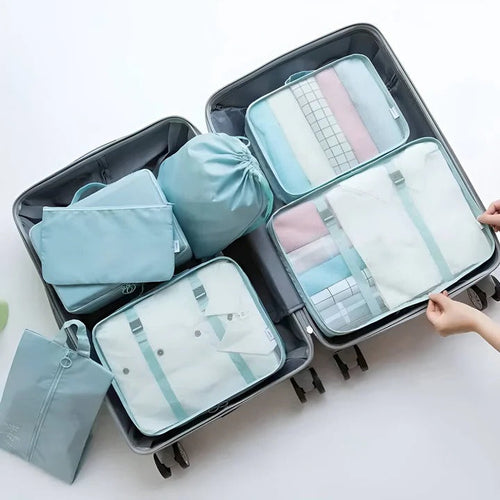 7-Piece Travel Packing Cube Set with Mesh Panels - Organize Your Luggage Efficiently