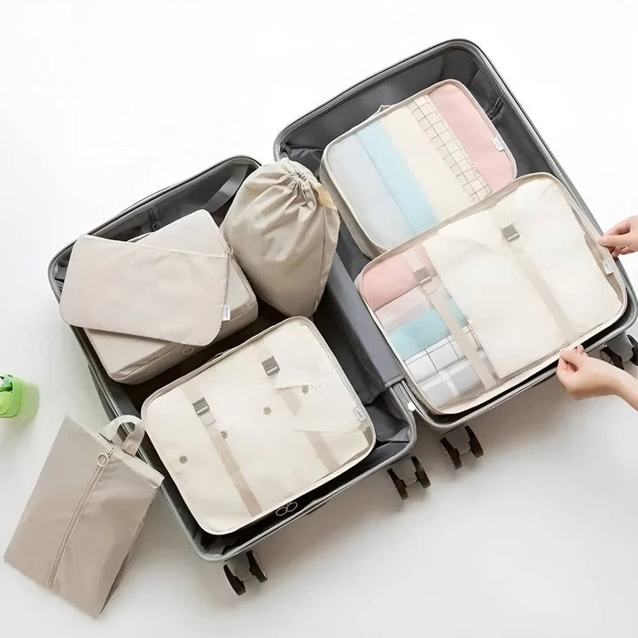 7-Piece Travel Packing Cube Set with Mesh Panels - Organize Your Luggage Efficiently