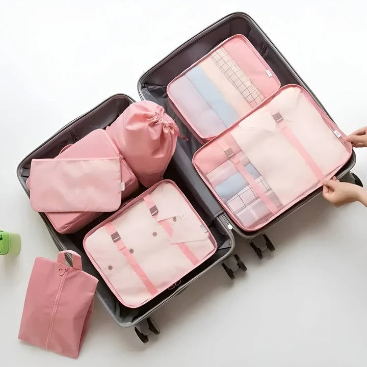 7-Piece Travel Packing Cube Set with Mesh Panels - Organize Your Luggage Efficiently