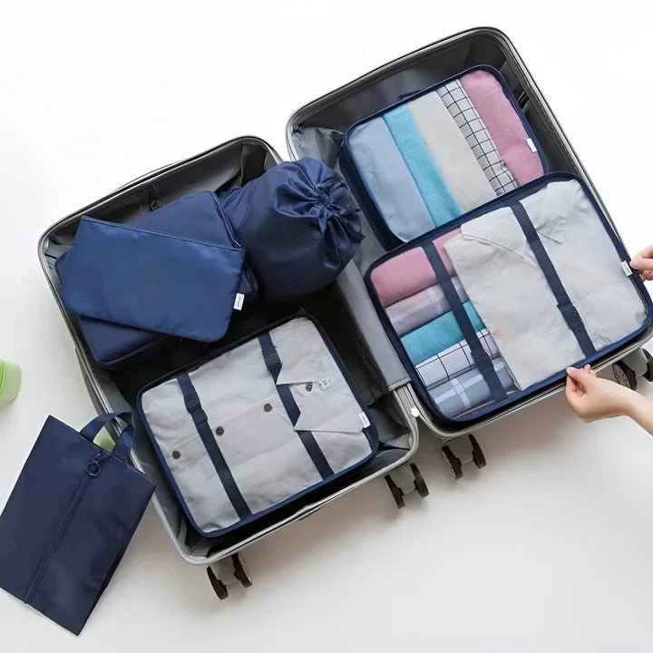 7-Piece Travel Packing Cube Set with Mesh Panels - Organize Your Luggage Efficiently