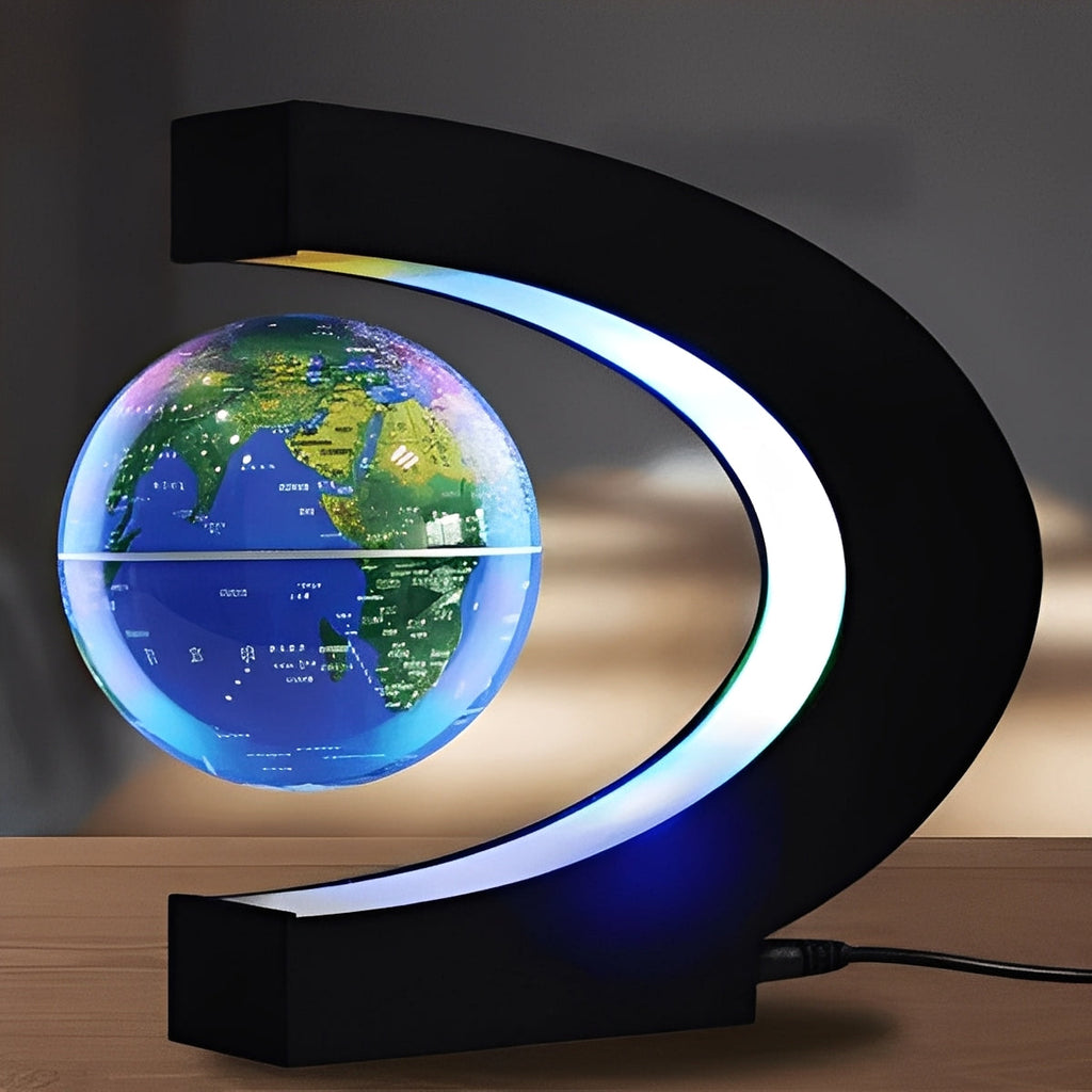 Levitating Globe with LED Light - Magnetic Floating Desk Decoration for Home & Office