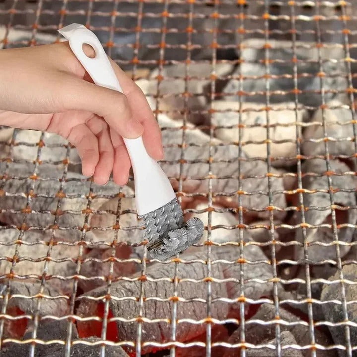 V-Shape Head Barbecue Grill Brush with Scraper - Heavy-Duty BBQ Cleaning Tool for Grates & Grills