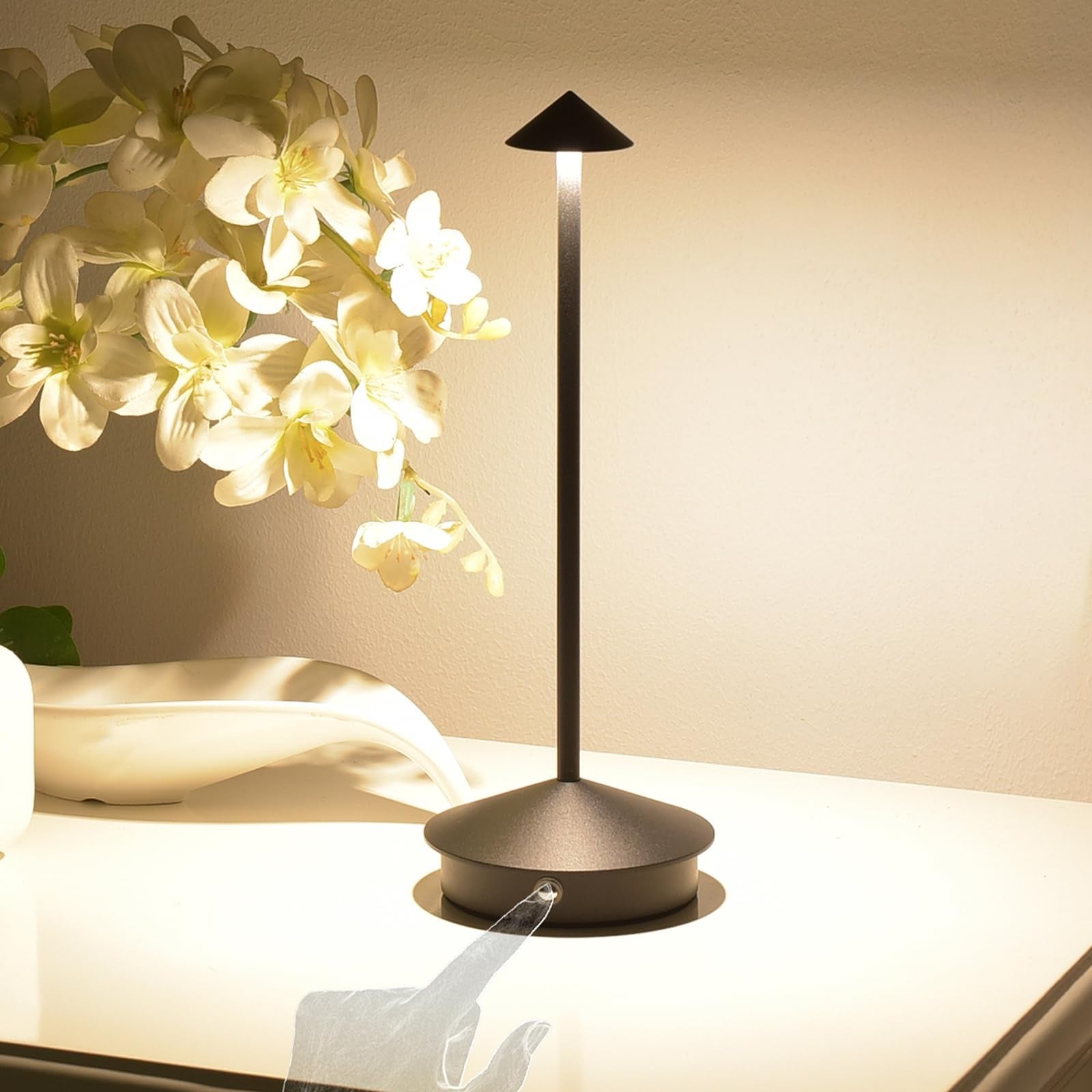 Cordless LED Desk Lamp with Touch Control - Dimmable 3 Light Settings for Adjustable Brightness | Modern & Portable Design