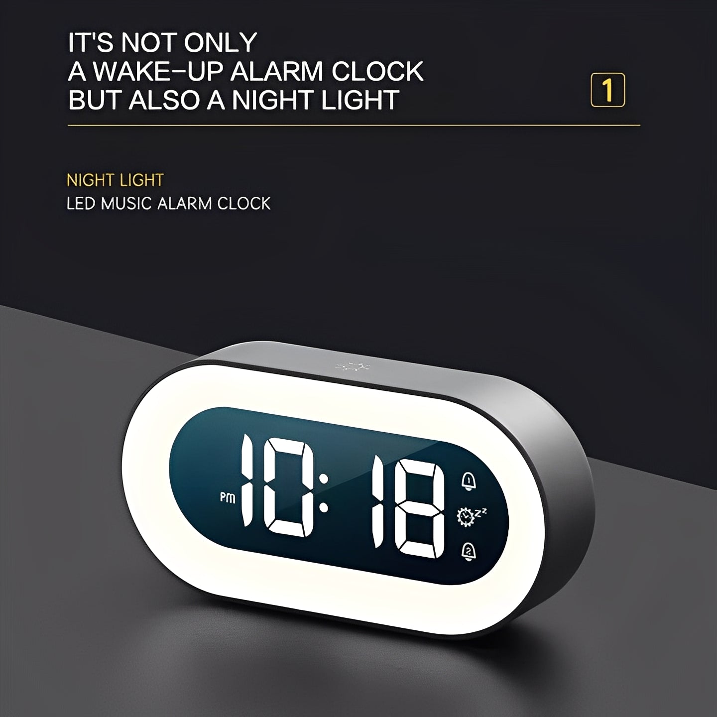Smart Digital Alarm Clock with Dimmable LED Display & USB-C Charging Port - Sleek Design for Bedroom & Office