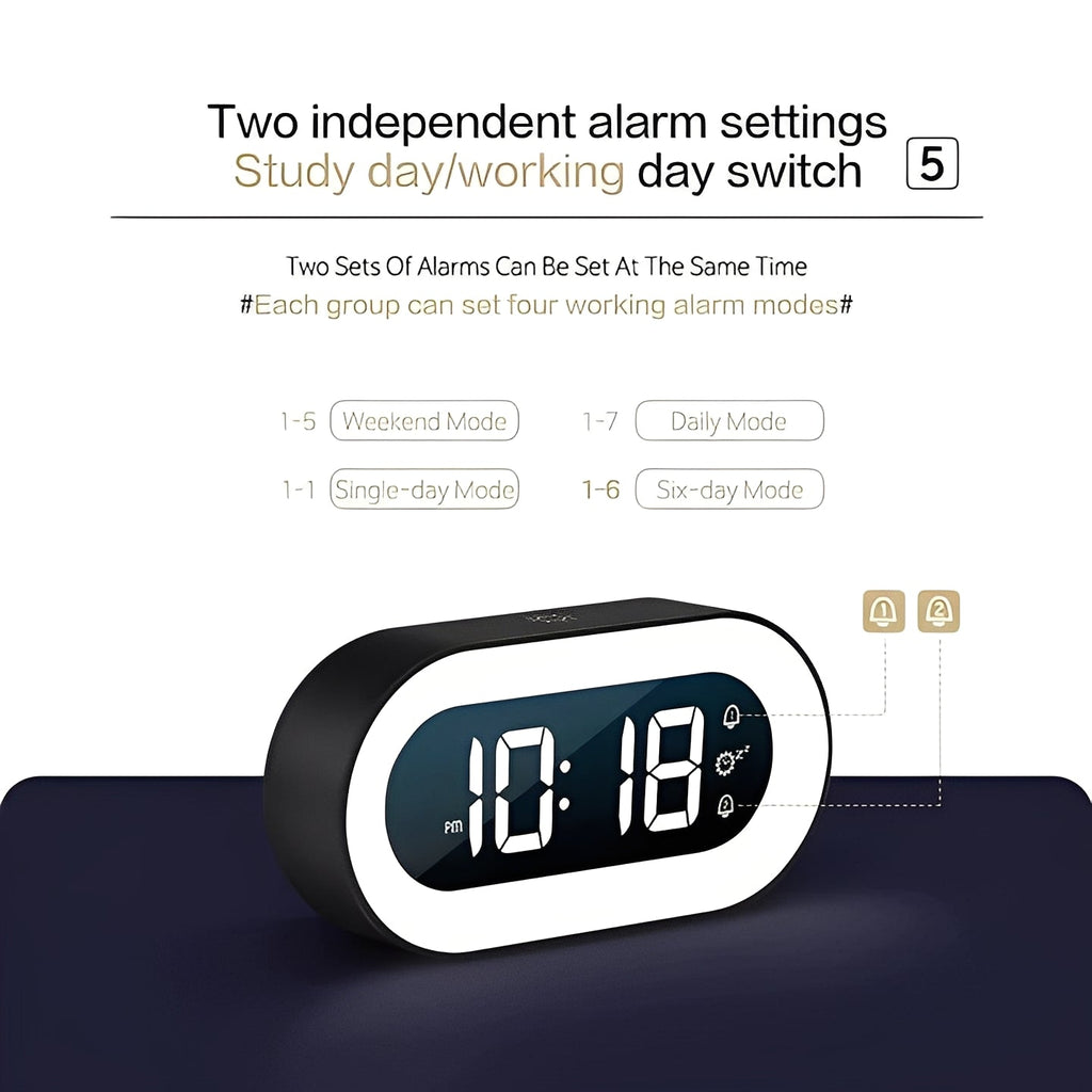 Smart Digital Alarm Clock with Dimmable LED Display & USB-C Charging Port - Sleek Design for Bedroom & Office
