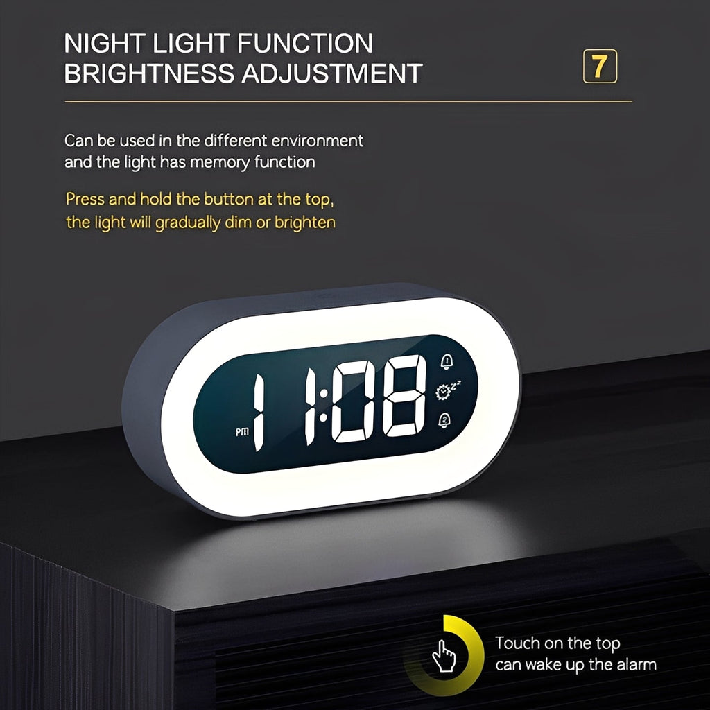 Smart Digital Alarm Clock with Dimmable LED Display & USB-C Charging Port - Sleek Design for Bedroom & Office