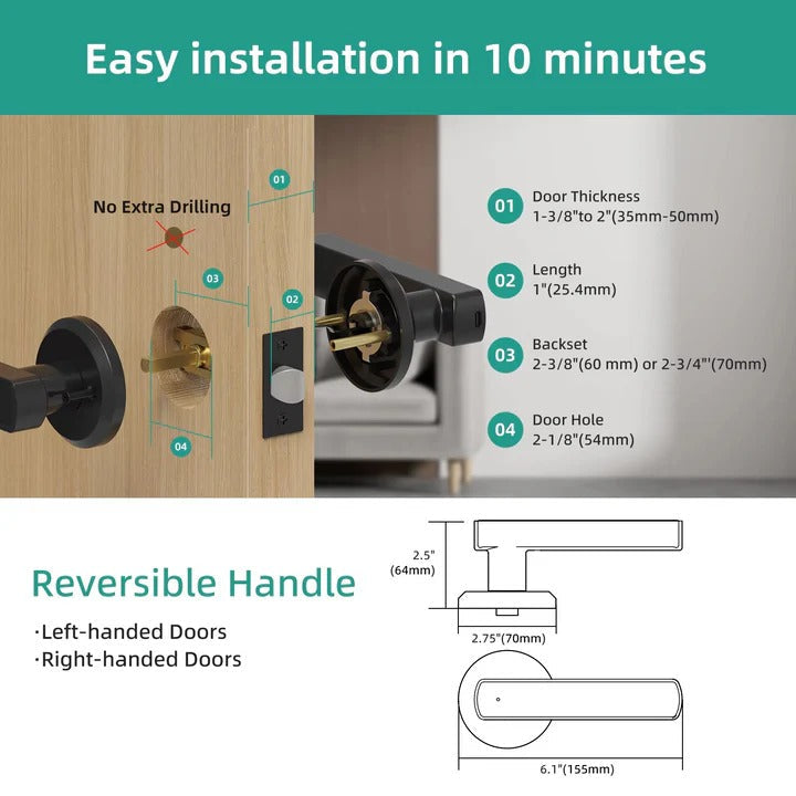 Smart Digital Keypad Lock with Handle & Biometric Fingerprint Access – Secure Keyless Entry Solution