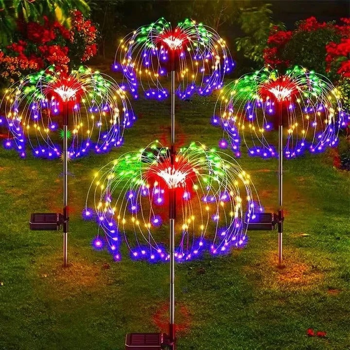 Firework-Inspired Solar Garden Lights with Flexible LED Wire Strands - Perfect for Outdoor Decor