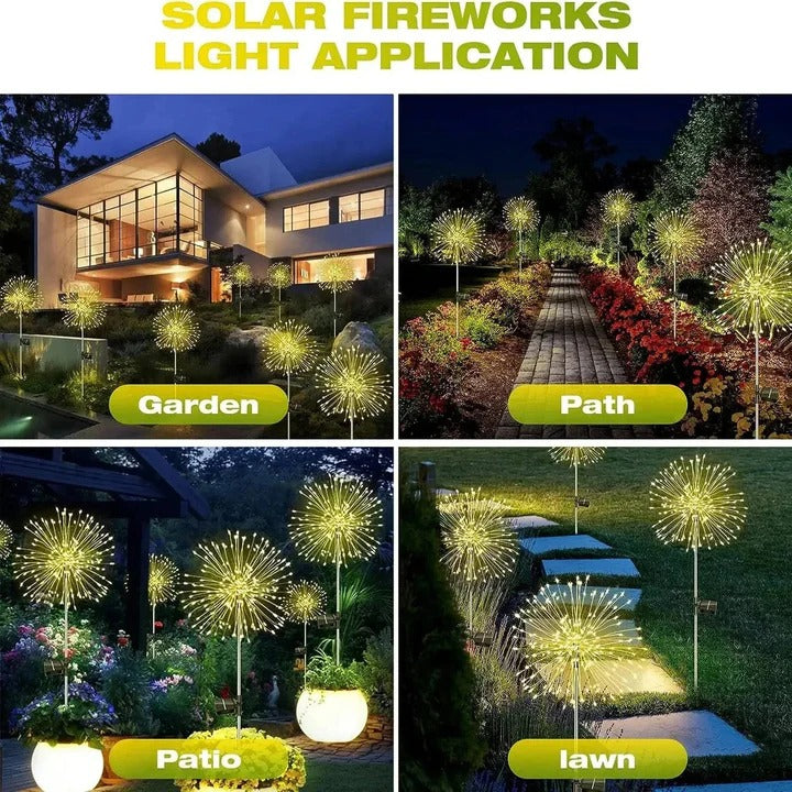 Firework-Inspired Solar Garden Lights with Flexible LED Wire Strands - Perfect for Outdoor Decor