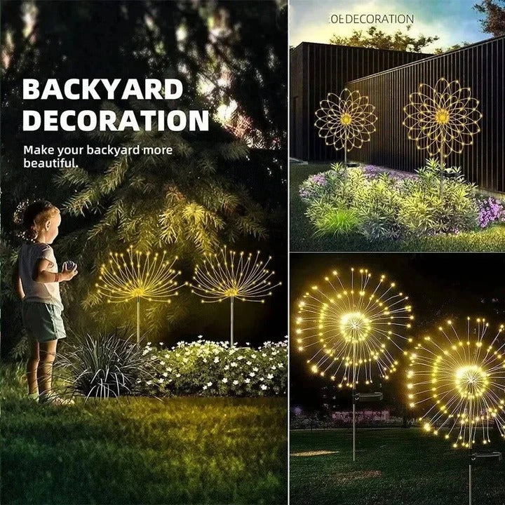 Firework-Inspired Solar Garden Lights with Flexible LED Wire Strands - Perfect for Outdoor Decor