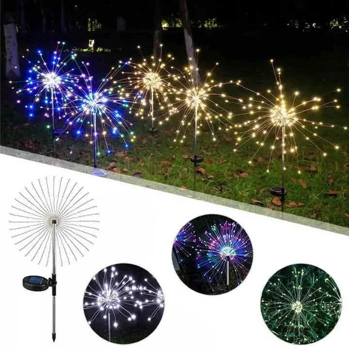 Firework-Inspired Solar Garden Lights with Flexible LED Wire Strands - Perfect for Outdoor Decor