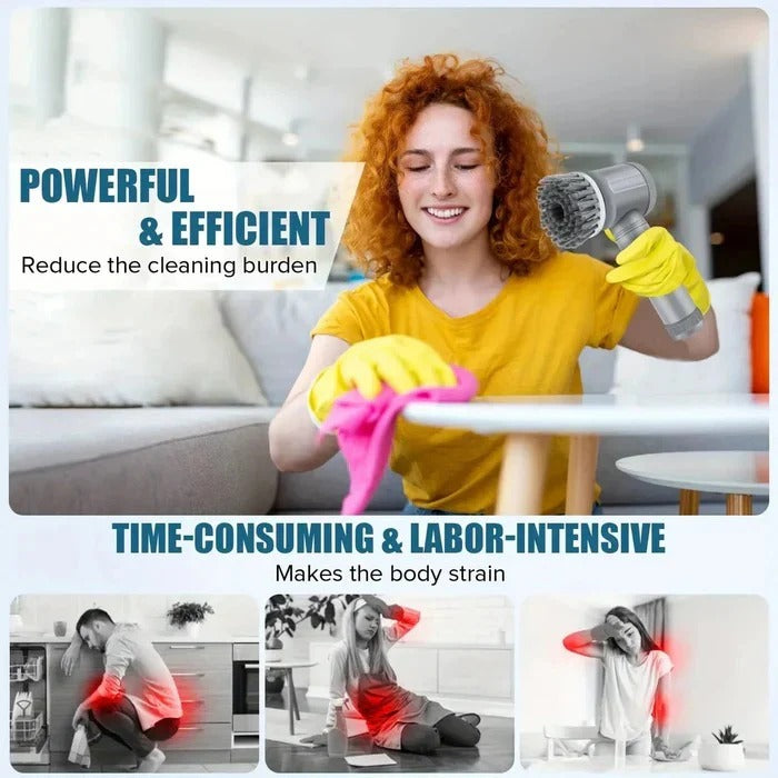 Cordless Electric Spin Scrubber with Interchangeable Brush Heads - Powerful, Rechargeable Cleaning Tool for Home & Bathroom