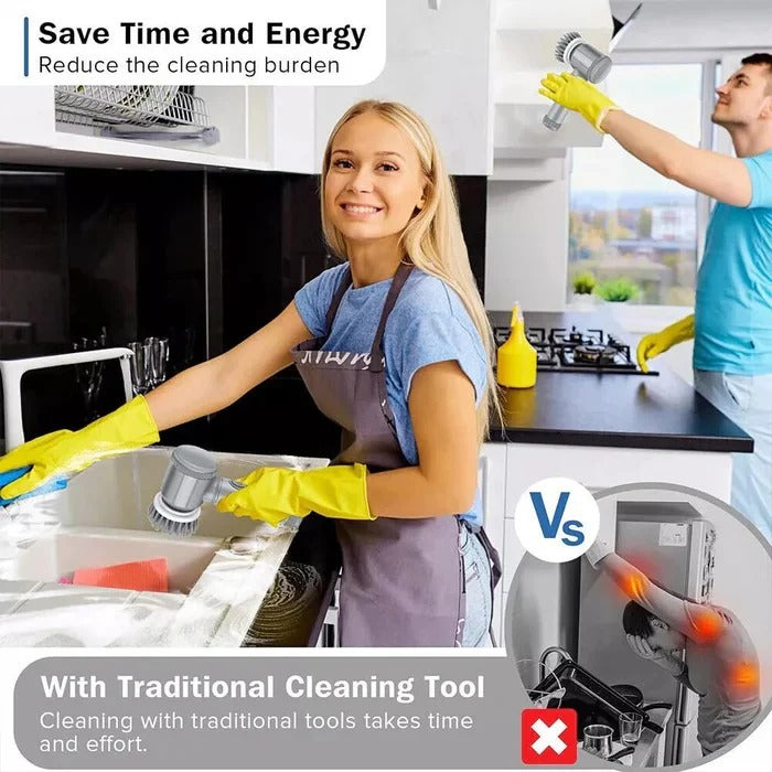 Cordless Electric Spin Scrubber with Interchangeable Brush Heads - Powerful, Rechargeable Cleaning Tool for Home & Bathroom
