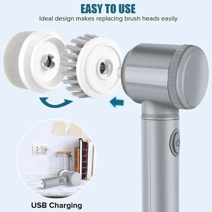 Cordless Electric Spin Scrubber with Interchangeable Brush Heads - Powerful, Rechargeable Cleaning Tool for Home & Bathroom